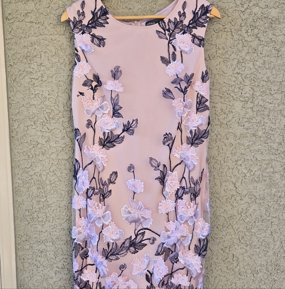 Donna Ricco Pink Floral Overlay Dress